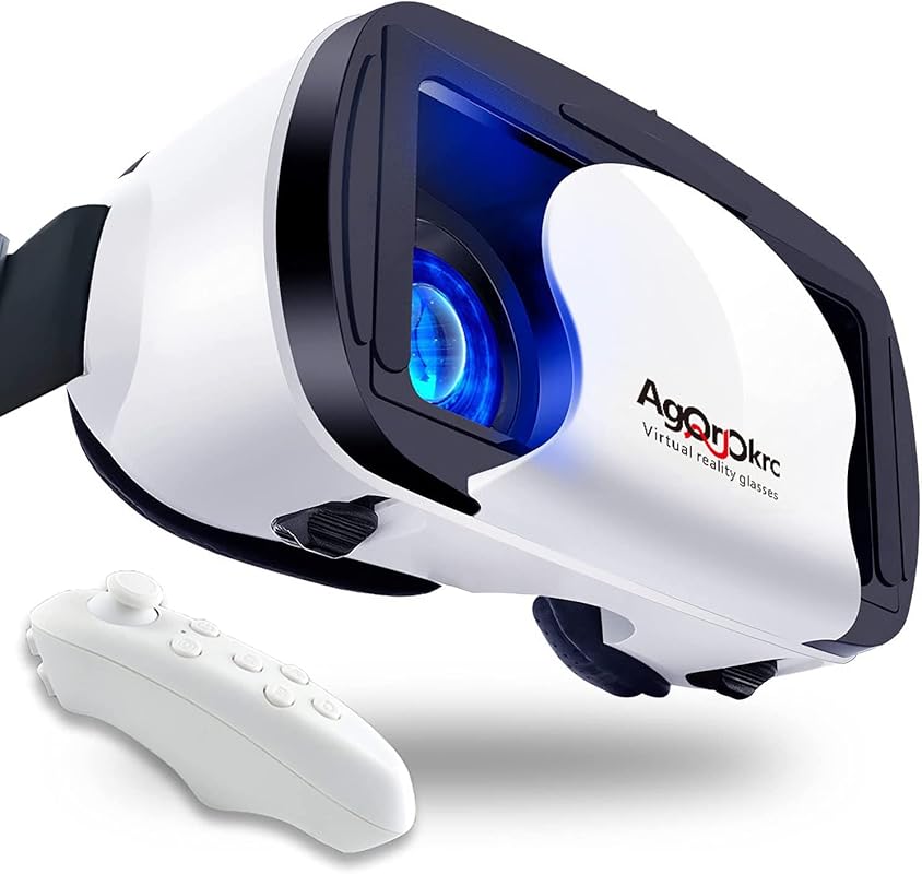 VR Glasses with Controller, Adjustable 3D HD, Eye Protected for 5-7 In