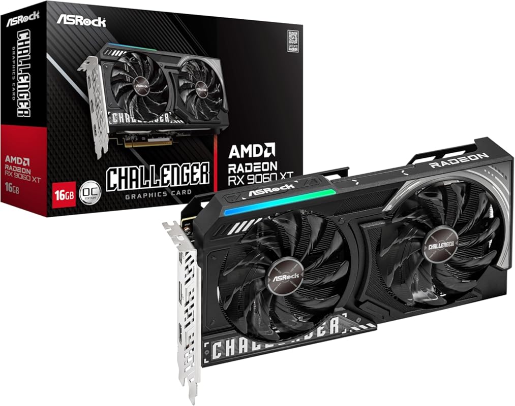 ASRock RX 9060 XT Challenger 16GB OC: 3300 MHz, 0dB Cooling, PCIe 5.0,