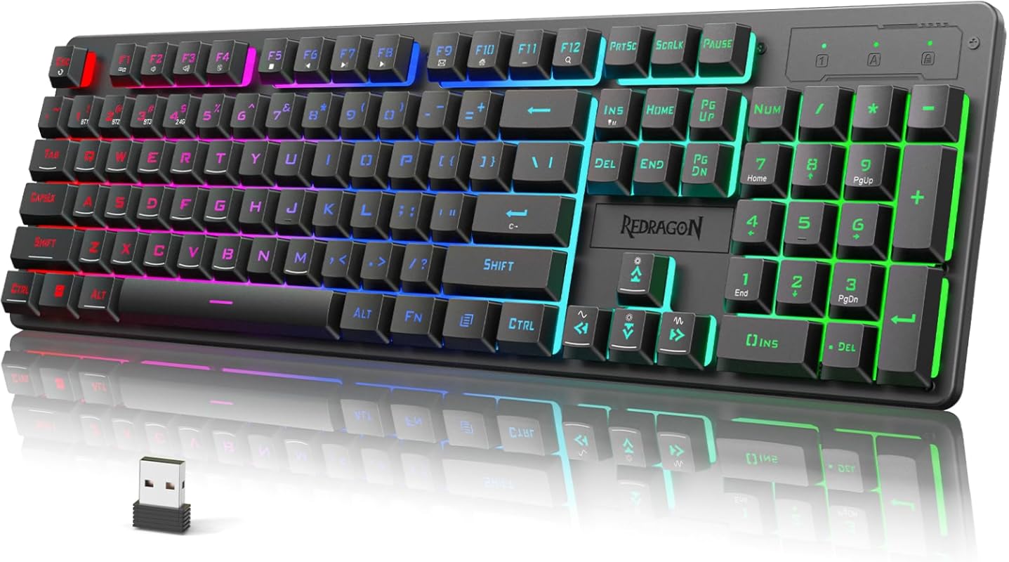 Redragon K521KS Tri-Mode Wireless Mechanical Feeling Keyboard, BT/2.4G