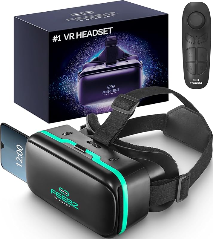 FEEBZ Kids 3D VR Headset with Remote for iPhone and Android, Includes 