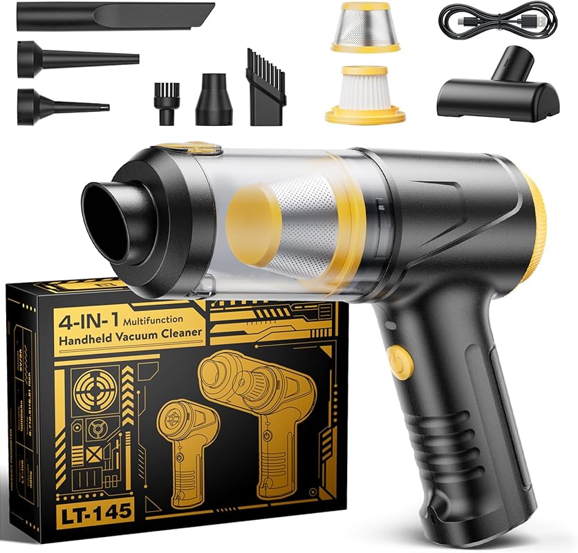 21000Pa Handheld Vacuum with Brushless Motor, 4-in-1 Mini Car Vacuum,