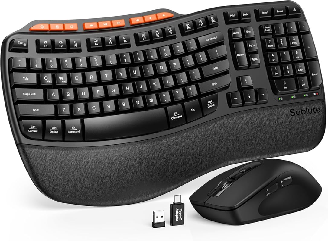 Sablute MA31 Ergonomic Wireless Keyboard Mouse Combo 2.4G Wave Keys 3 