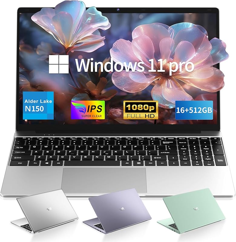 2026 15.6-inch FHD Laptop with 16GB RAM, 512GB SSD, N150 Processor 3.6
