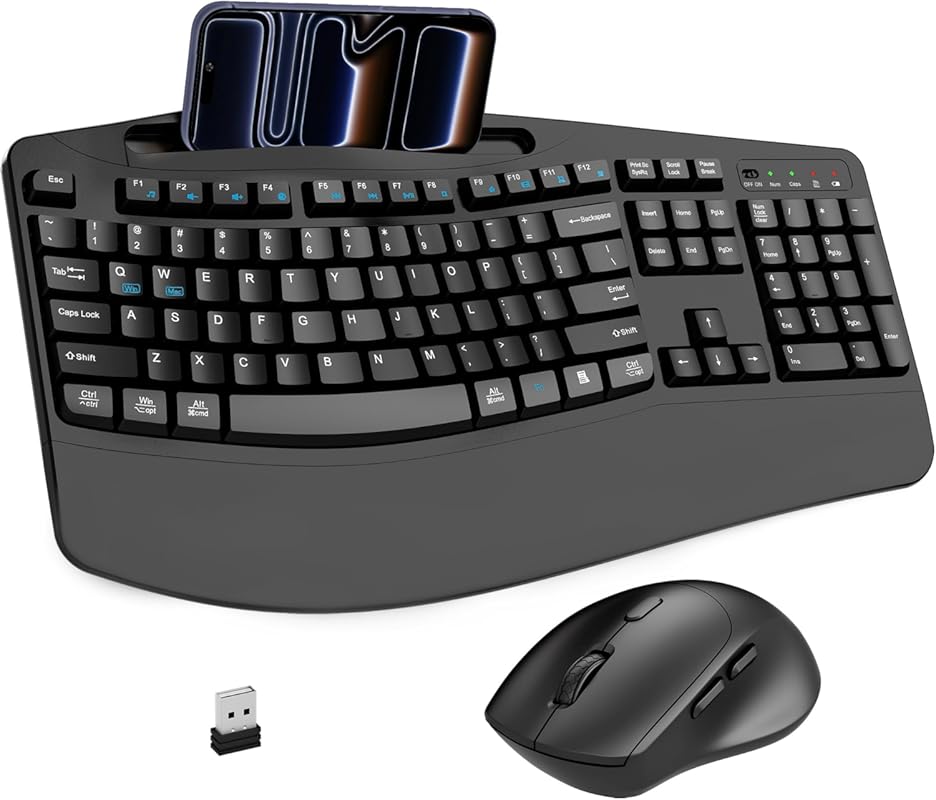 Sablute Wireless Mouse Combo 2.4G Wave Keys Wrist Rest 3-Leve