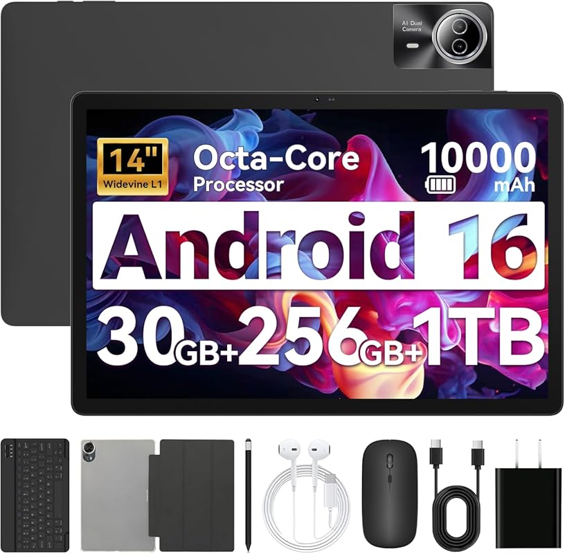 14-inch Android 16 Tablet: 30GB RAM, 256GB, 1920x1200, 10000mAh 30W, W