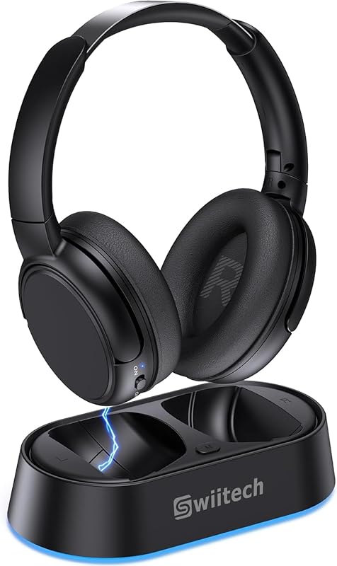 Wireless TV Headphones: Transmitter Charging Base, Bluetooth V5.3 No D