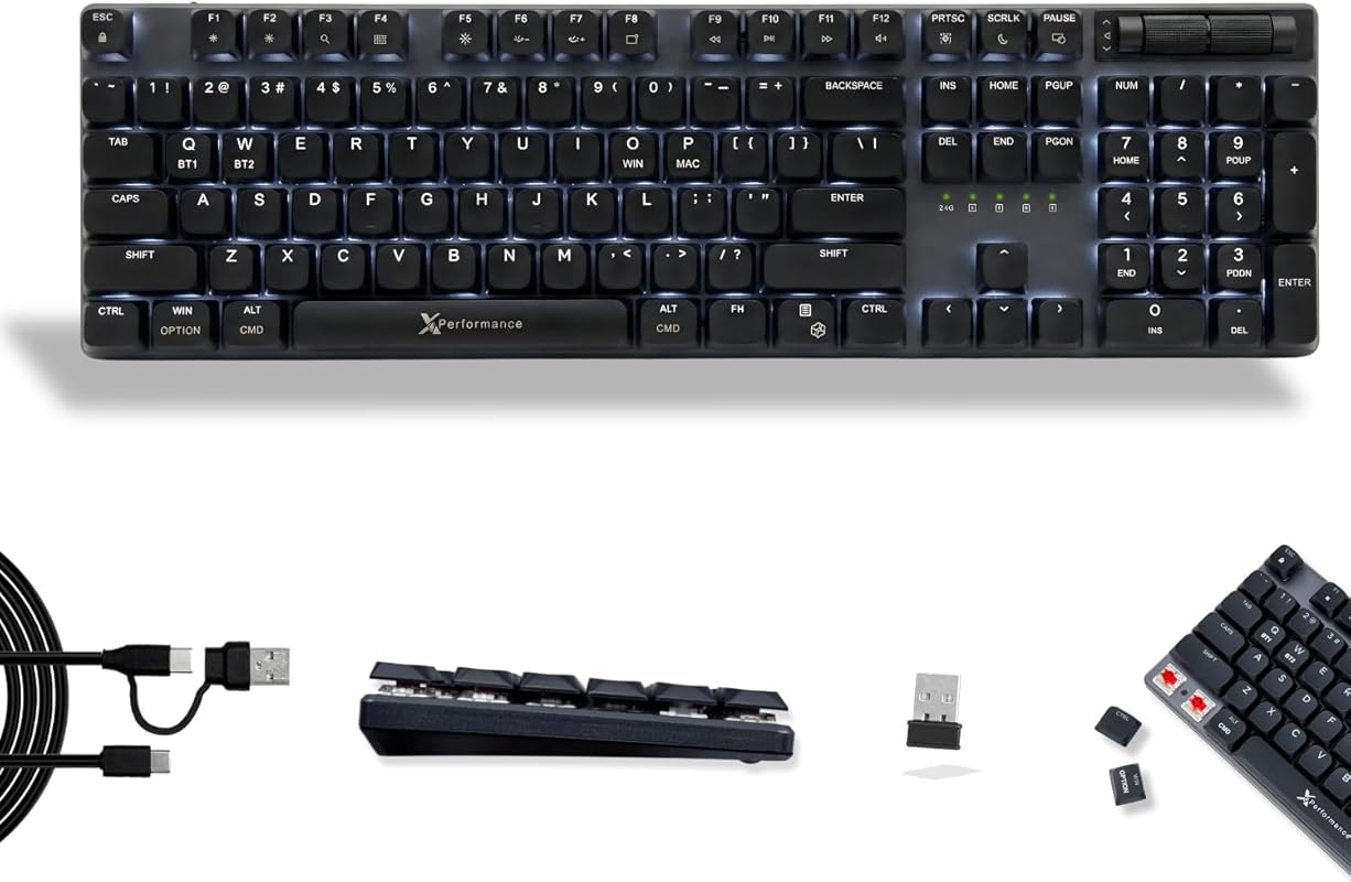 X9 Performance Low Profile Mechanical Keyboard with 107 Keys, Triple-M