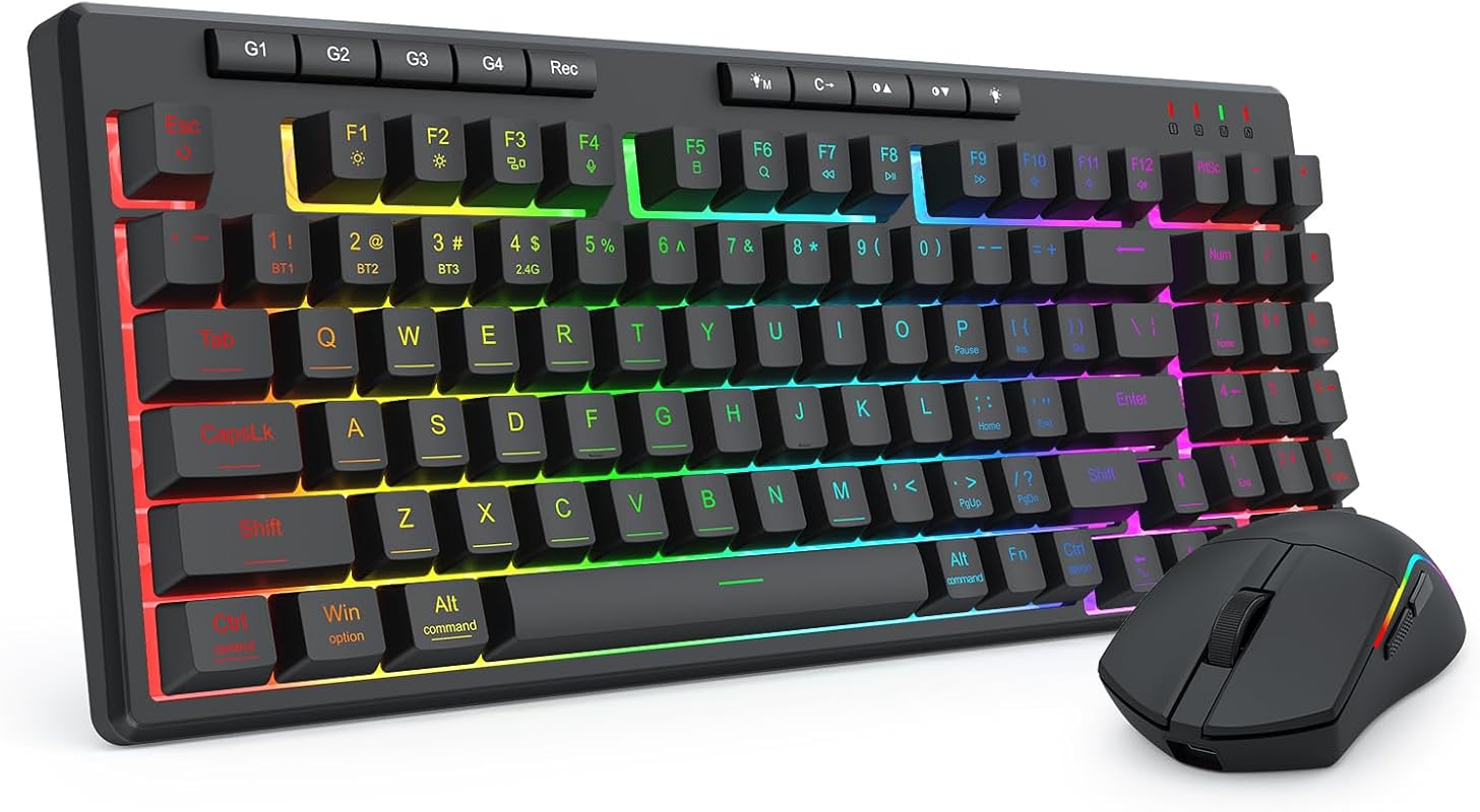Redragon S156 Wireless Gaming Keyboard and Mouse with Tri-Mode, Mechan
