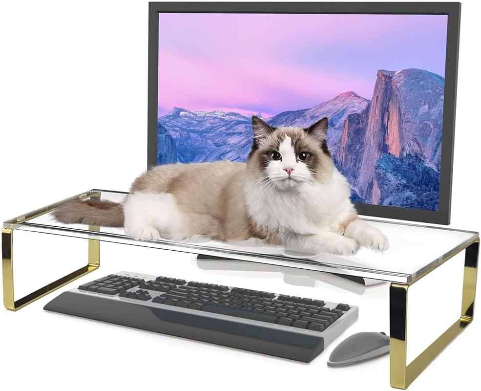 20-inch Clear Acrylic 2-in-1 Monitor Stand and Keyboard Protector - Ca