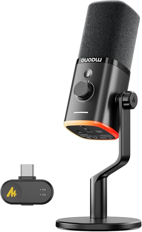 MAONO PD100W USB Wireless Microphone: Noise Reduction, Mute, RGB, Head
