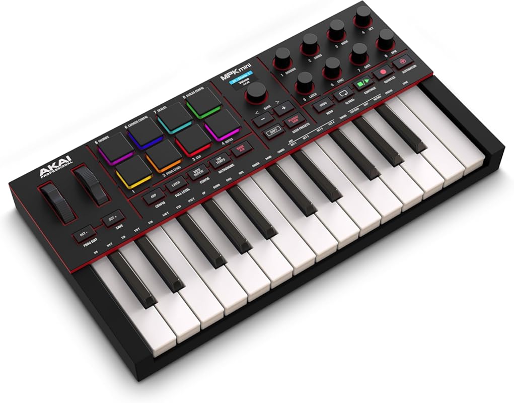 Akai Professional MPK Mini IV USB-C MIDI Keyboard with 360° Knobs, Dru