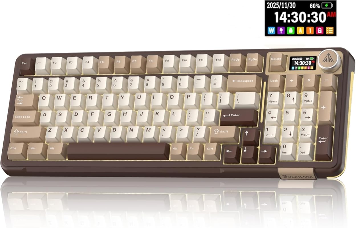 SOLAKAKA A99 Pro Wireless Mechanical Keyboard LCD Screen Metal Knob Ho