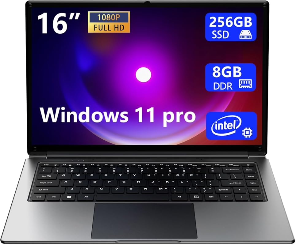 16-inch laptop: 8GB DDR, 256GB SSD, Pentium 2.64 GHz, 9000mAh battery,
