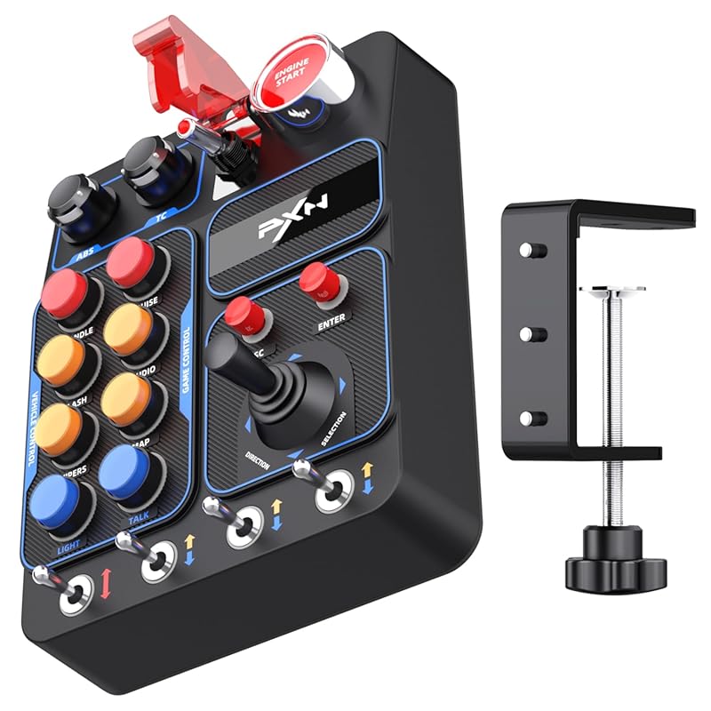 PXN CB1 Sim Control Panel: 19 Programmable RGB Buttons, Driver-Free US