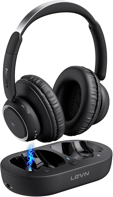 LEVN TV Headphones for Seniors: Transmitter Charging Base, Bluetooth 5