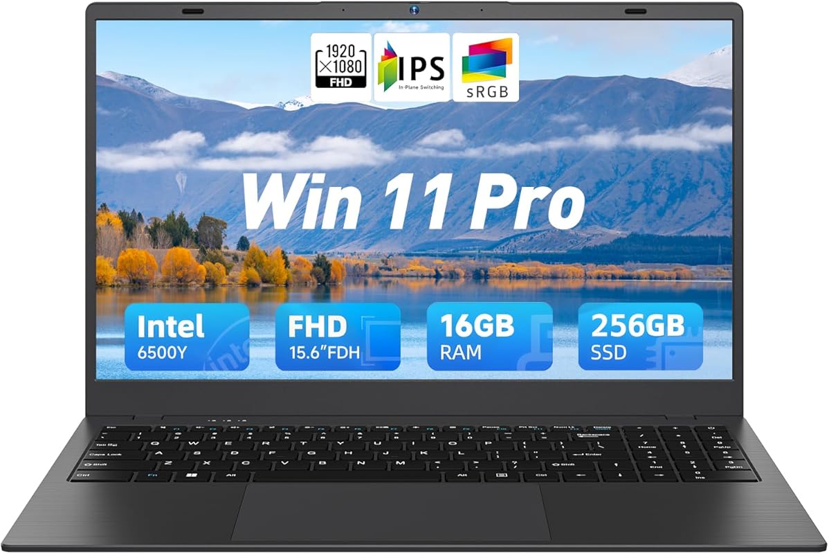 15.6-inch Laptop with Pentium Gold 6500Y, 16GB RAM, 256GB SSD, 1080P F