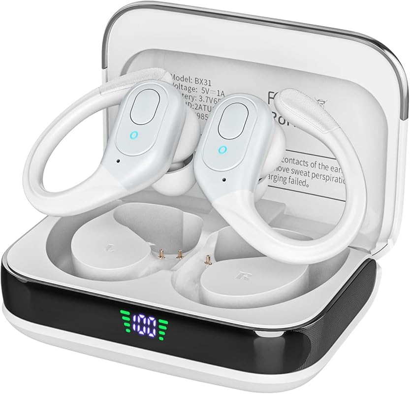 Bluetooth Earbuds with LED Display: 75-hour playback, IPX7 waterproof,