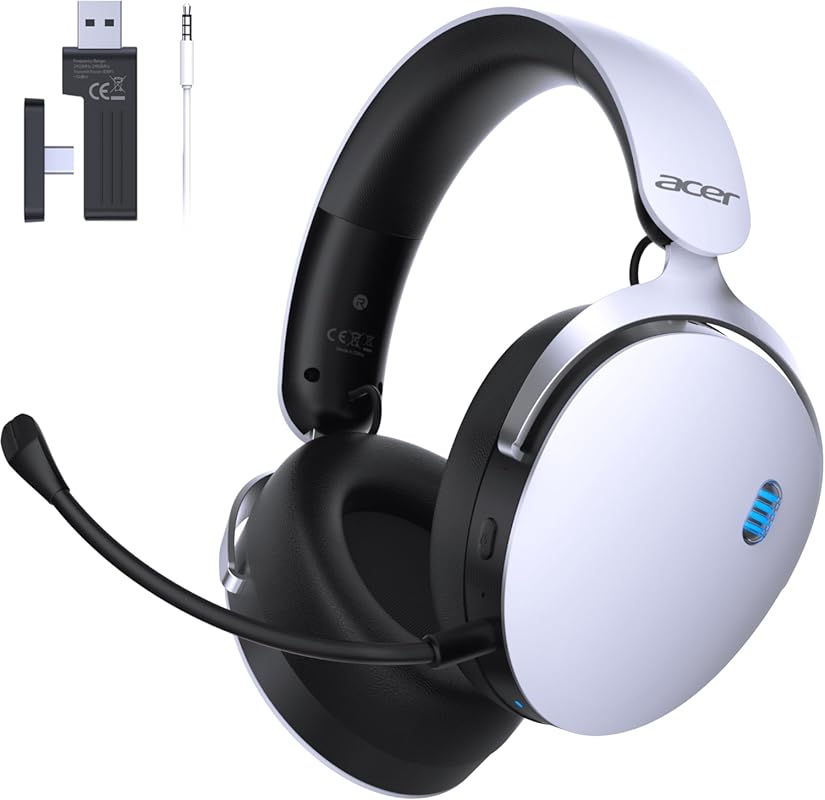 Acer 2.4GHz Wireless Gaming Headset: Noise-Canceling Mic, 40Hr Battery
