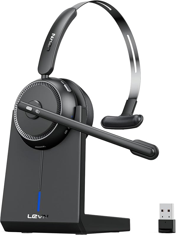 LEVN Wireless Headset 5.2, Noise Cancelling, Bluetooth, for Work from