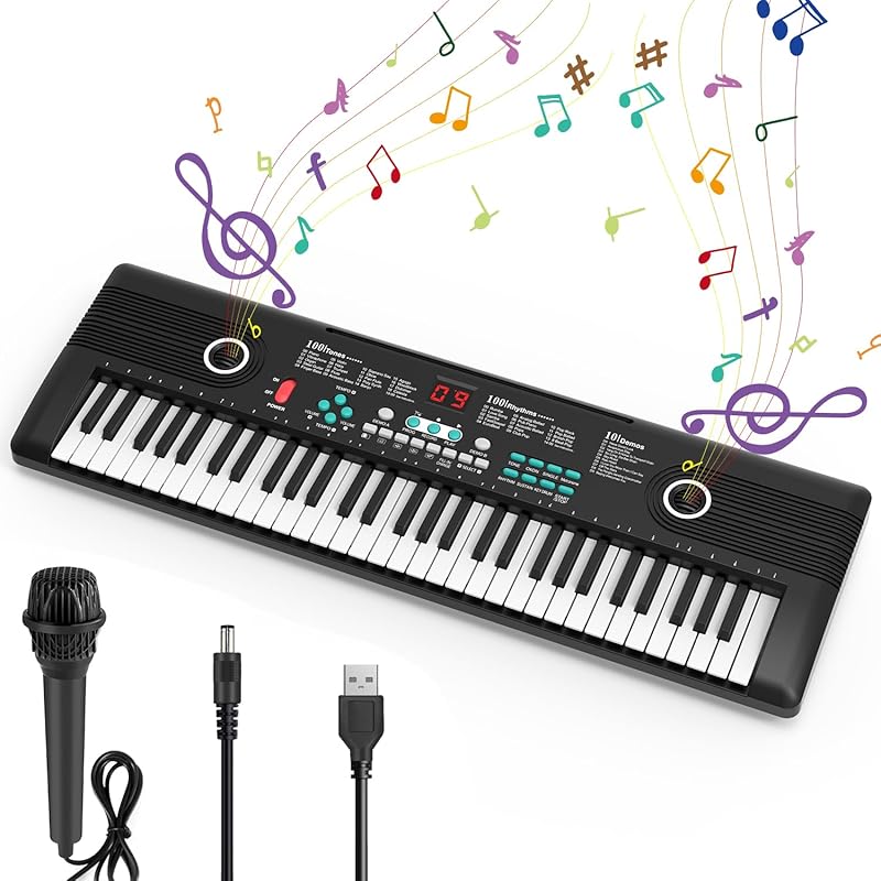 61-Key Portable Electronic Keyboard Piano with Built-In Speaker and Mi