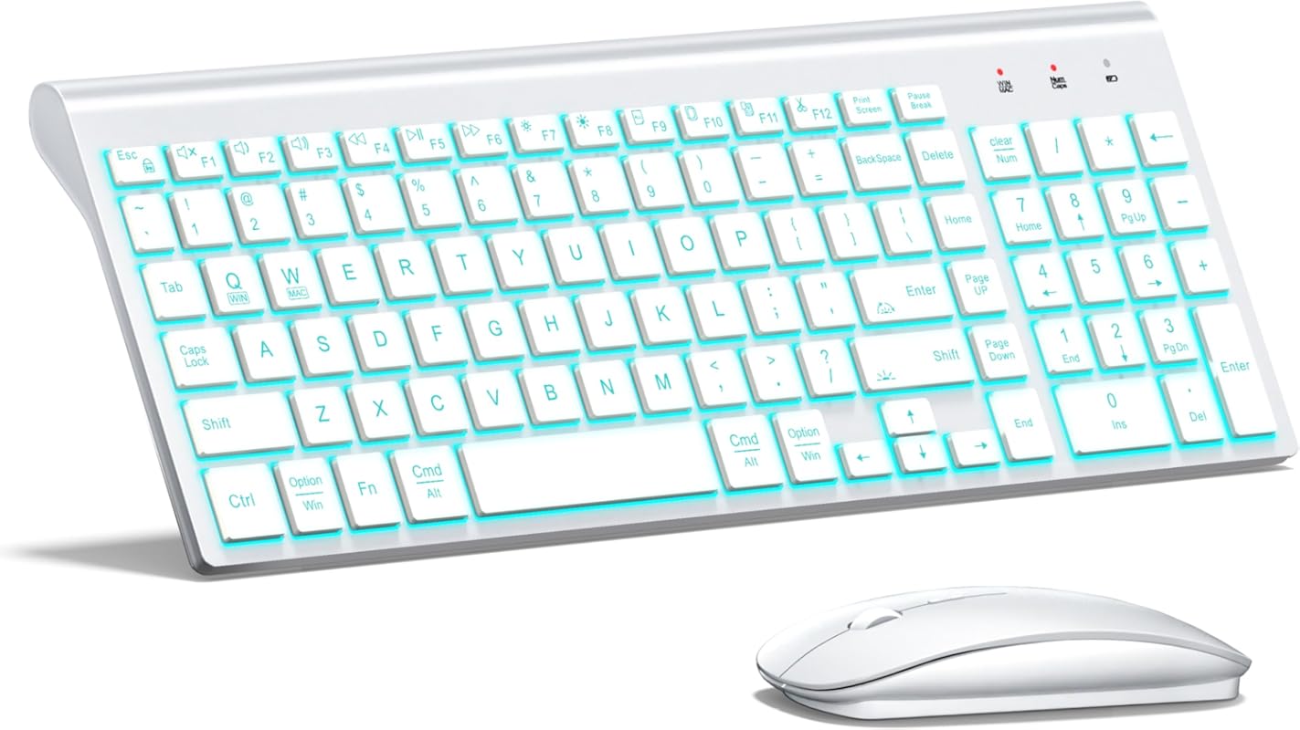 Ultra Slim Wireless Keyboard and Mouse Combo with 2.4G Silent Connecti