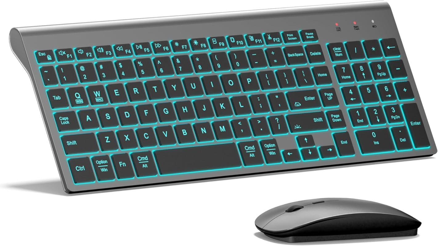 TopMate Slim Wireless Keyboard Mouse Combo with 2.4G Silent, 2400DPI M