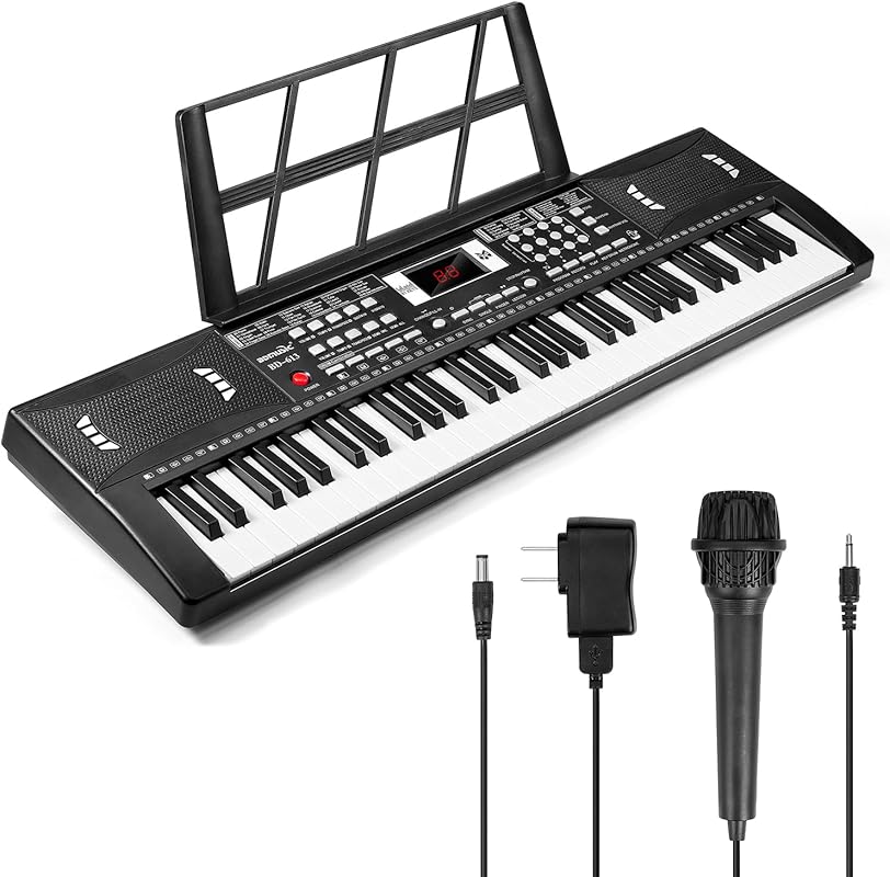 61-Key Electronic Digital Piano with Built-in Speaker, Microphone, She