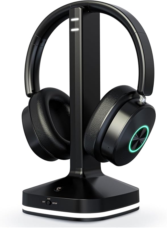 TV Wireless Headphones for Seniors: Transmitter Base, Over-Ear, 3 Audi