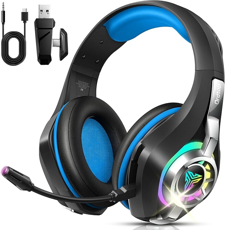 2026 RGB Gaming Headset: 2.4GHz, Noise Cancelling Mic, 4-in-1 Connecti