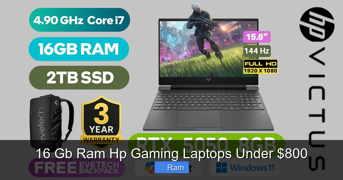 16 Gb Ram Hp Gaming Laptops Under $800