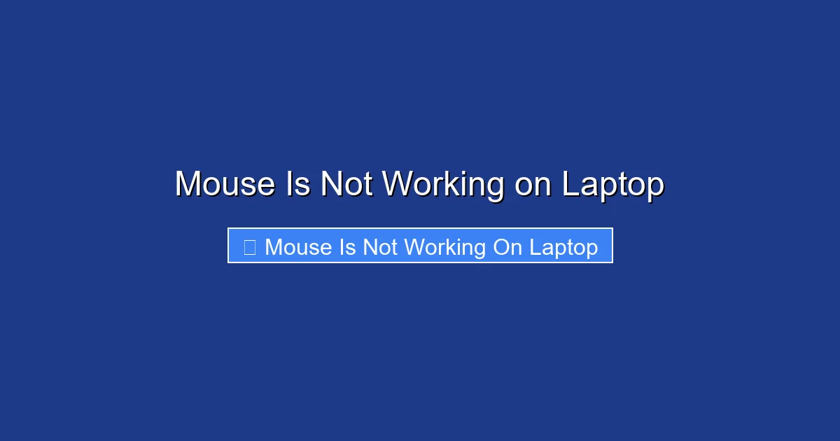 Mouse Is Not Working on Laptop