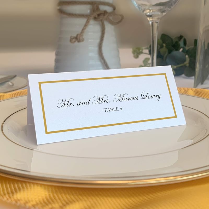 Single Line Border Gold Printable Place Cards 60 Count Laser Inkjet fo