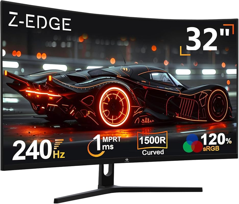 Z-Edge 32-Inch Curved Gaming Monitor, FHD 1080p, 240Hz, 1500R, MPRT 1m