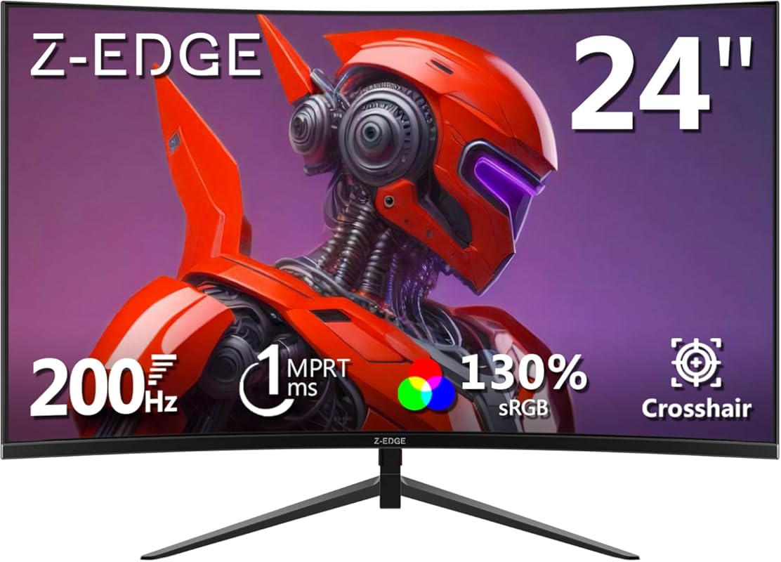 Z-Edge 24-inch Curved Gaming Monitor with 200Hz/165Hz Refresh, FHD 108