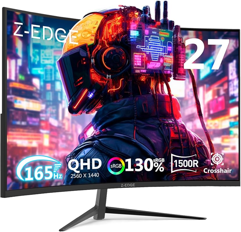 Z-Edge 27-inch curved QHD gaming monitor: 1440p, 165Hz, 1500R, 1ms MPR