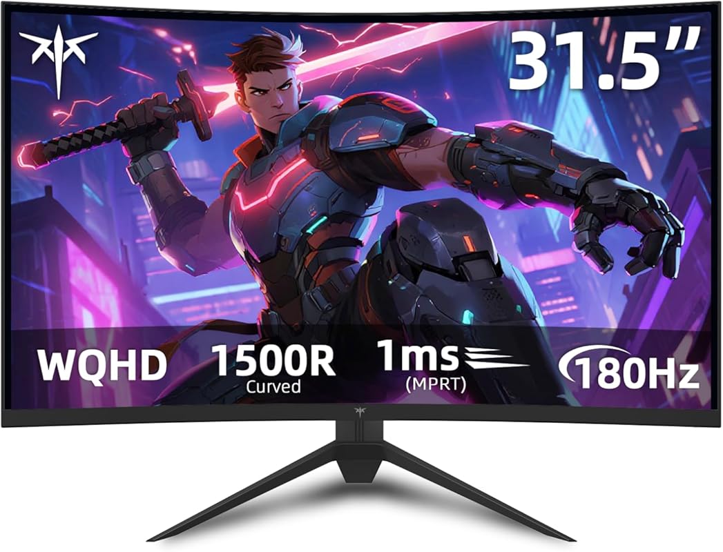 KTC 32-inch Curved Gaming Monitor: 180Hz, 1ms, QHD, HVA Panel, FreeSyn