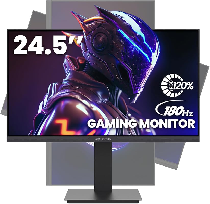 CRUA 24.5-inch Gaming Monitor: 165Hz/180Hz, FHD 1080p, 120% sRGB, Free