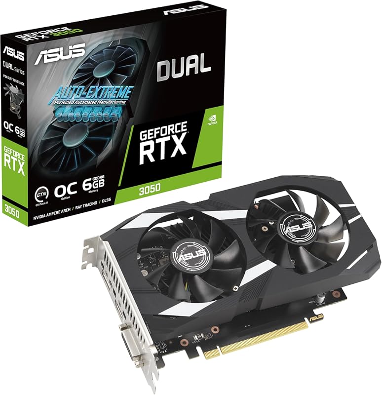 ASUS Dual NVIDIA GeForce RTX 3050 6GB OC Edition Gaming Graphics Card 