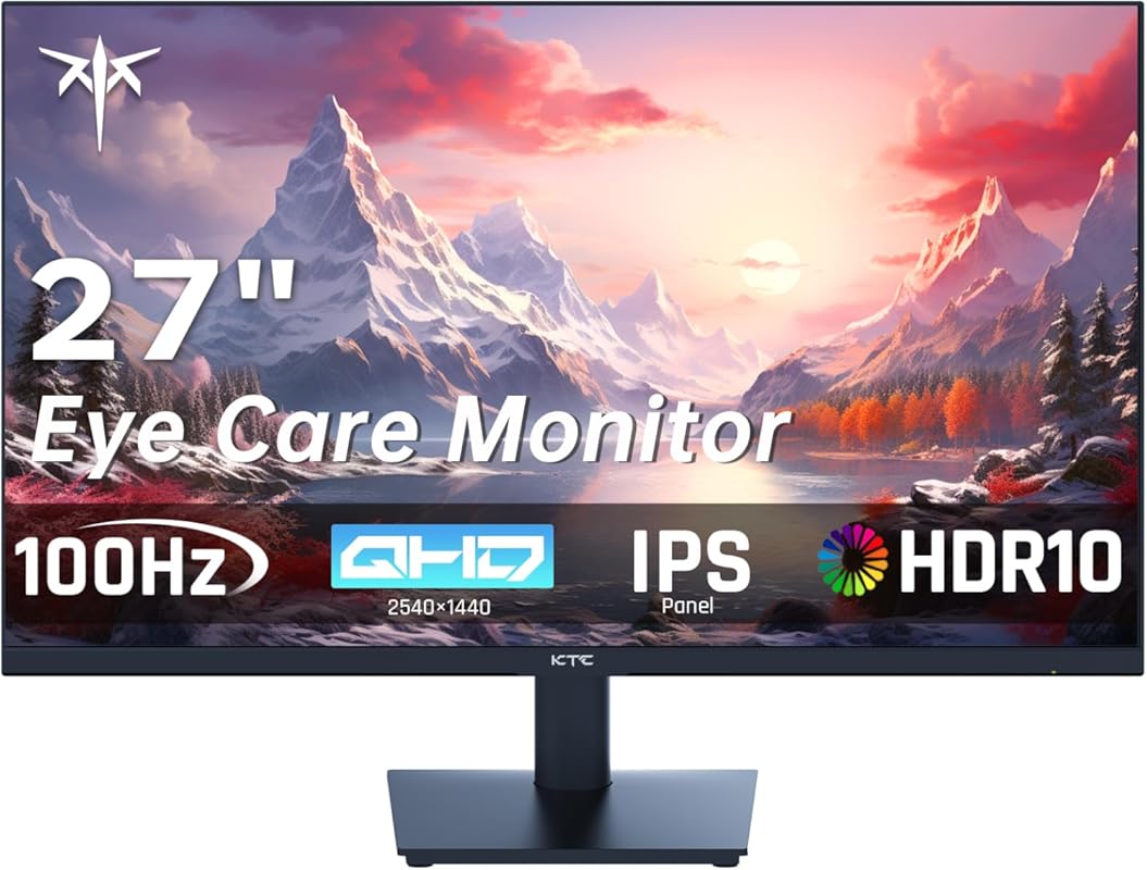 KTC 27-Inch 2K QHD IPS Gaming Monitor with 100Hz Refresh Rate, Framele