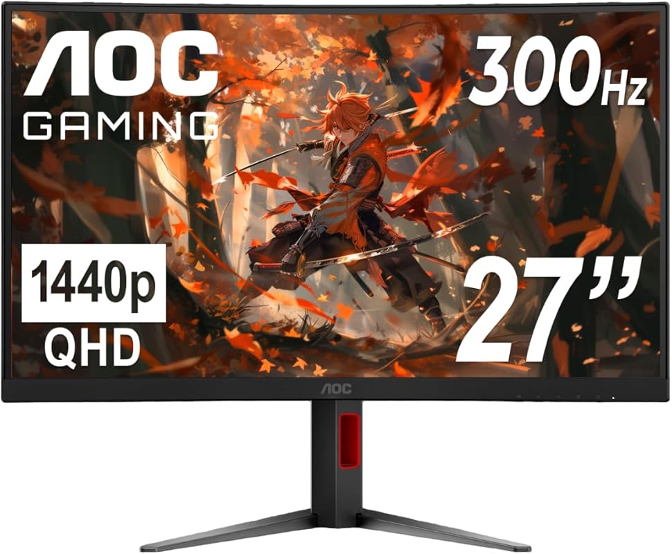 AOC 27-inch Curved QHD Gaming Monitor with 1500R VA Panel, 180Hz, 0.5m