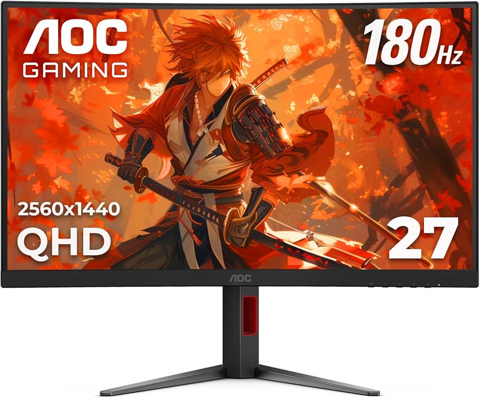 AOC 27-Inch CQ27G4H Curved QHD Gaming Monitor with 1500R VA Panel, 180