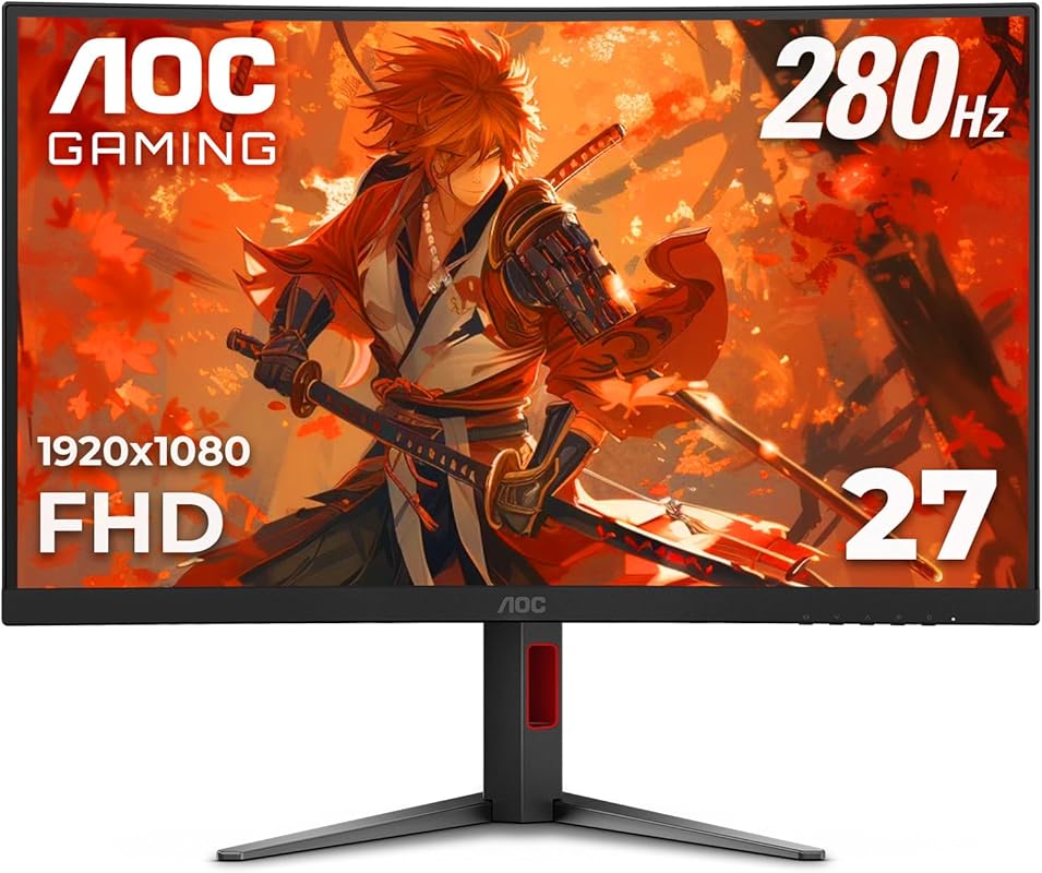 AOC 27-inch Curved FHD Gaming Monitor Boasts 280Hz Refresh via DP, 0.3