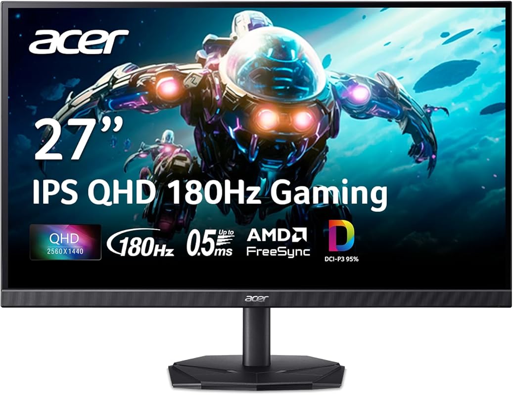Acer Nitro KG271U 27-inch QHD IPS Gaming Monitor: AMD FreeSync, 180Hz,