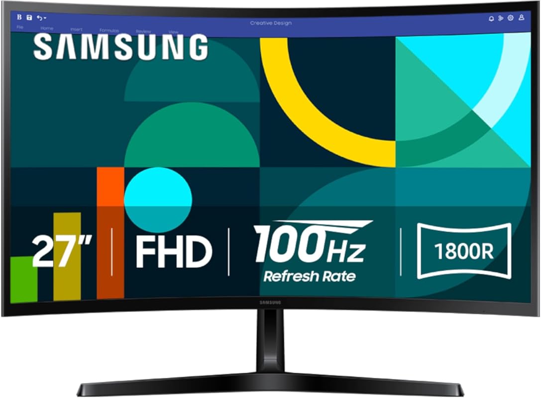 Samsung 27-inch Essential S3 Curved FHD Monitor with 1800R Curvature,