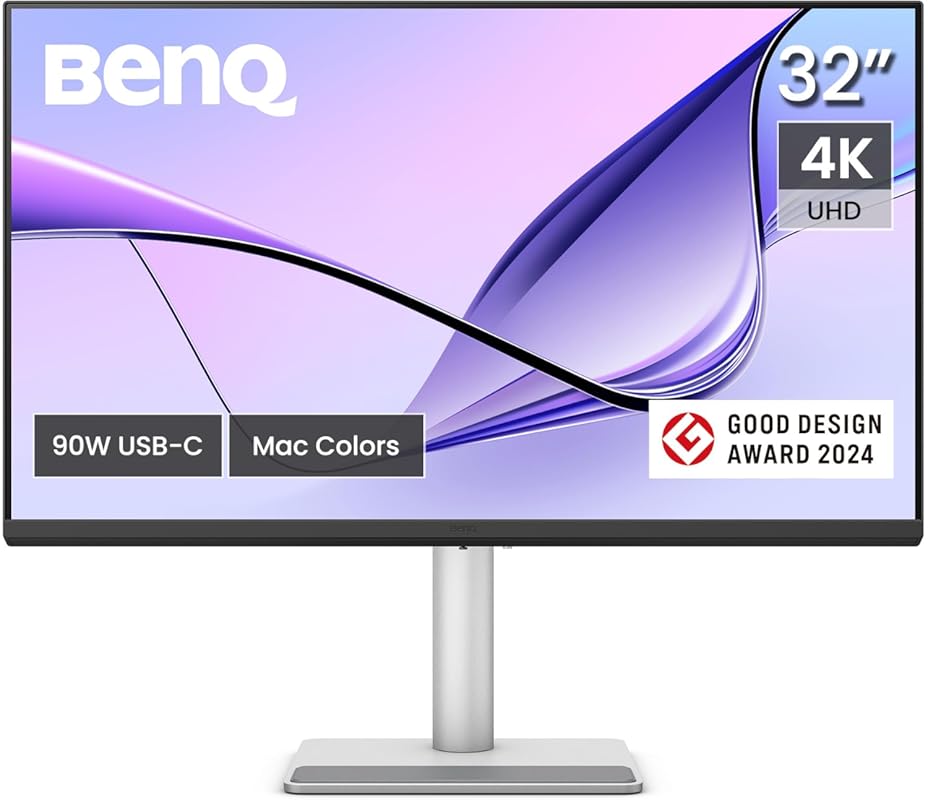 BenQ 32-inch 4K MacBook Monitor with Dual USB-C 90W PD, Mac Color Matc