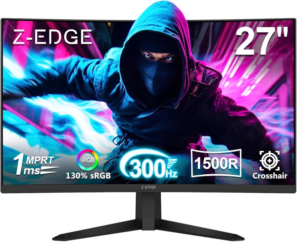 Z-Edge 27-inch Curved Gaming Monitor with FHD 1080P, 300Hz Refresh Rat