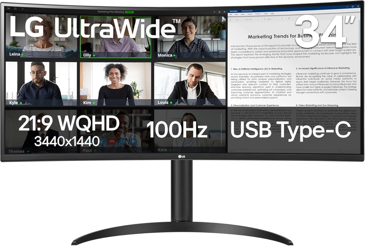 LG 34-inch UltraWide WQHD Curved Monitor: 100Hz, 5ms, HDR10, Reader Mo