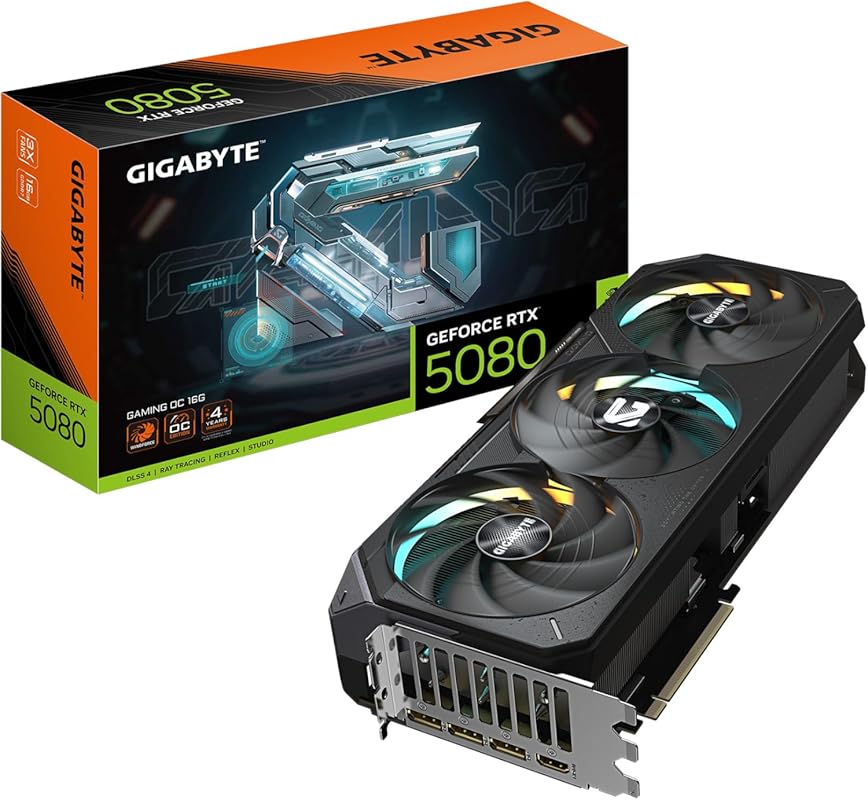 GIGABYTE GeForce RTX 5080 Gaming OC 16G Graphics Card, WINDFORCE Cooli