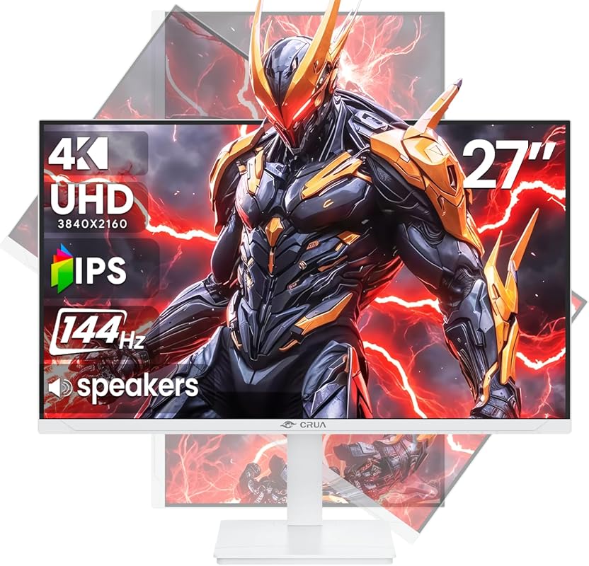 CRUA 27-inch 4K UHD Gaming Monitor: 144Hz, AMD FreeSync, Full Adjustab