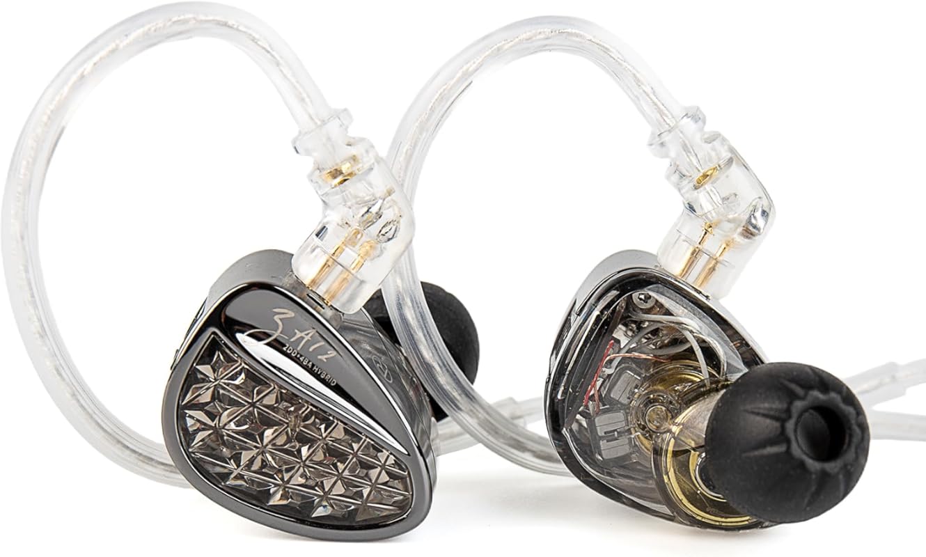 KZ ZA12 Hybrid IEMs, 2DD+4BA Drivers, Wired Gaming Earbuds, Silver-Pla